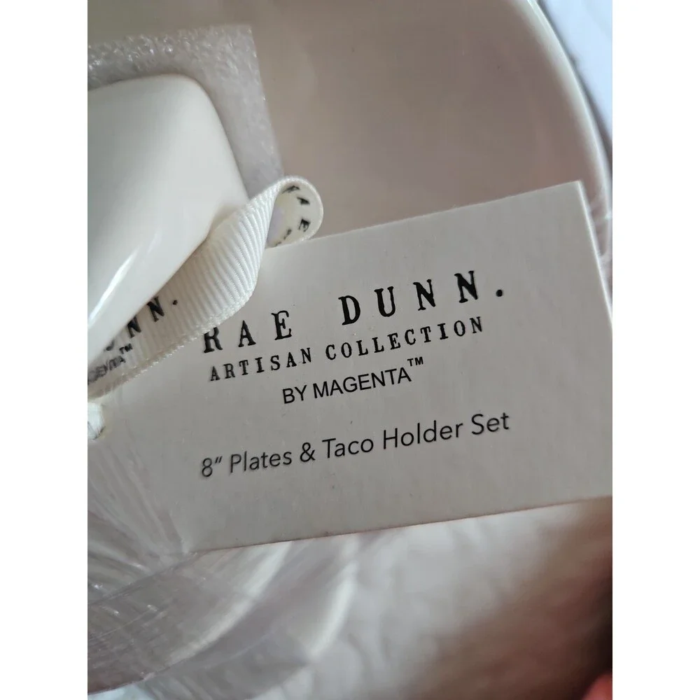 Rae Dunn Tacos Stand And 2 Plate Set NEW With Tags